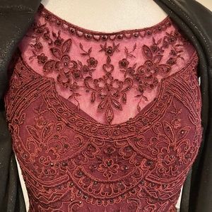 Elegant Embroidered Burgundy Dress